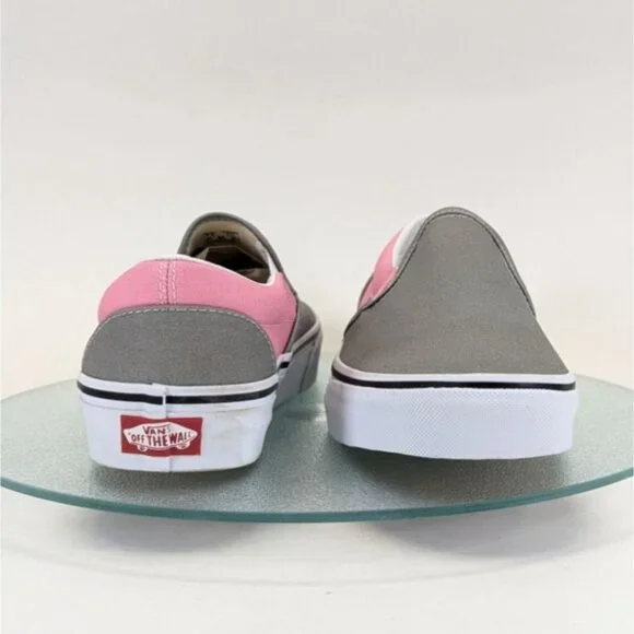 Vans Womens Slip-On Shoes Gray & Pink Canvas Size 9 Waffle Sole Casual Sneaker - Picture 5 of 8